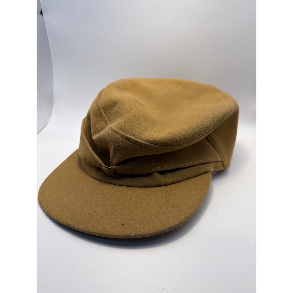 Vintage WWII US Army M1907 Winter Service Wool Cap Mustard Tan Size 7.5